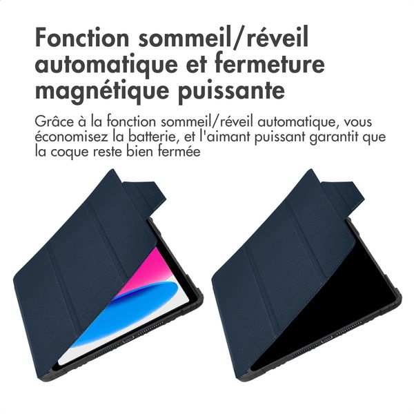 Accezz Coque tablette Rugged Trifold Apple iPad 11 (2025) 11 pouces A16 / iPad 10 (2022) 10.9 pouces - Bleu foncé