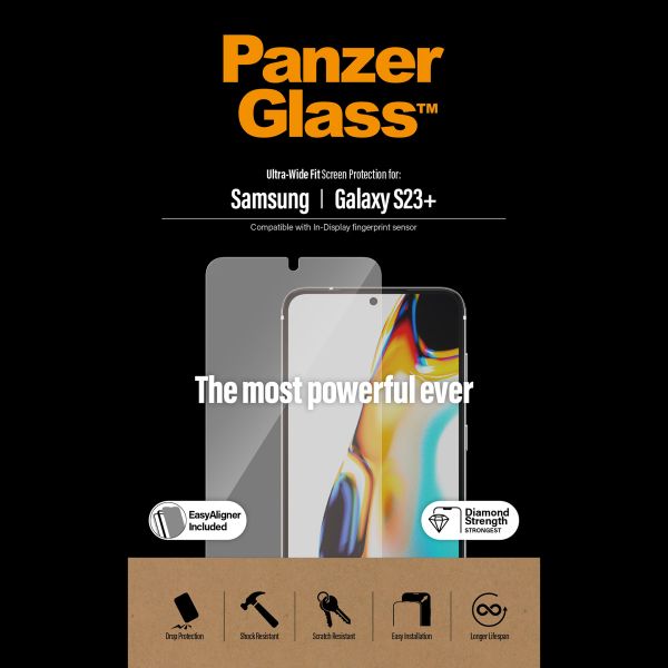 PanzerGlass Protection d'écran Ultra-Wide Fit Anti-bactérienne avec applicateur Samsung Galaxy S23 Plus