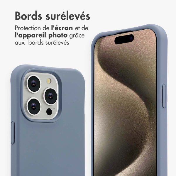 imoshion Coque arrière Color avec cordon amovible et MagSafe Apple iPhone 15 Pro Max - Ash Blue