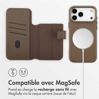 Accezz Étui de télephone portefeuille en cuir 2-en-1 avec MagSafe Apple iPhone 17 Pro Max - Marron café