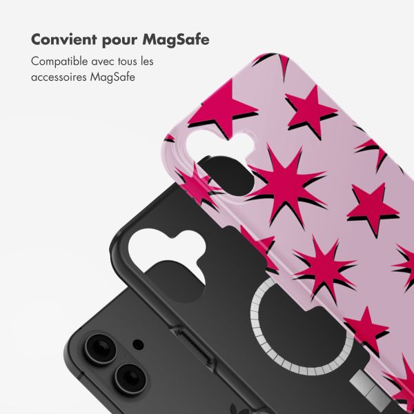 Selencia Coque arrière Vivid Tough avec MagSafe iPhone 16 - Stars Rubine Red Light Pink