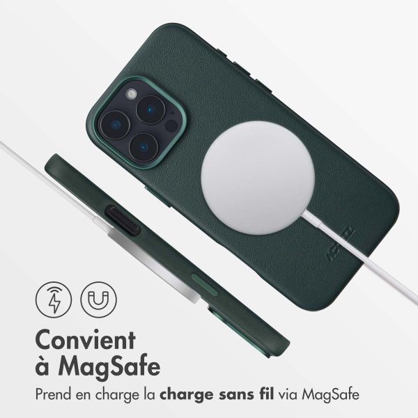 Accezz Coque arrière en cuir avec MagSafe Apple iPhone 16 Pro Max - Cedar Green