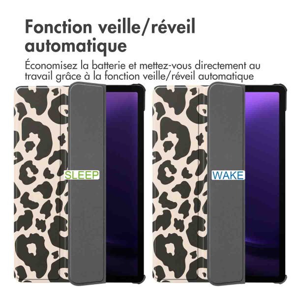 imoshion Coque tablette Design Trifold Samsung Galaxy Tab S9 11.0 pouces / Tab S10 FE / S9 FE 10.9 pouces - Leopard