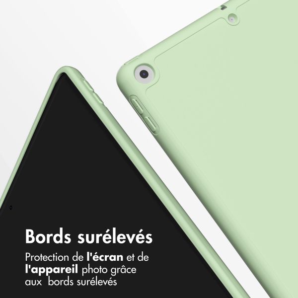 Accezz Coque tablette portefeuille Smart Silicone Apple iPad 9 (2021) 10.2 pouces / iPad 8 (2020) 10.2 pouces / iPad 7 (2019) 10.2 pouces - Vert clair