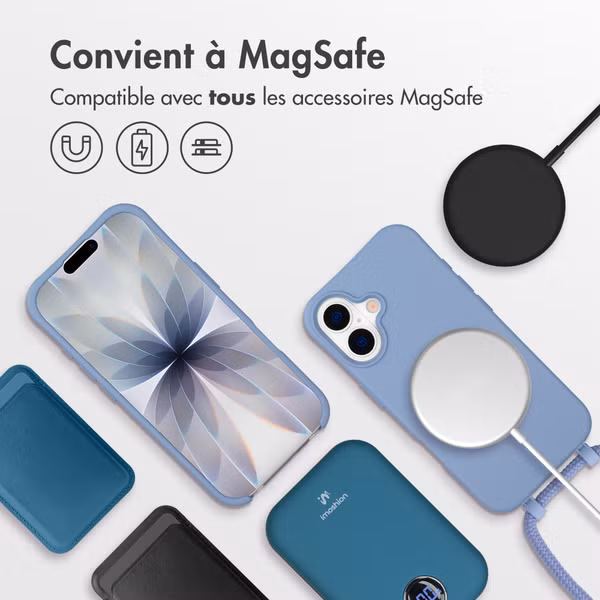 imoshion Coque arrière Color avec cordon amovible et MagSafe Apple iPhone 17 - Ash Blue