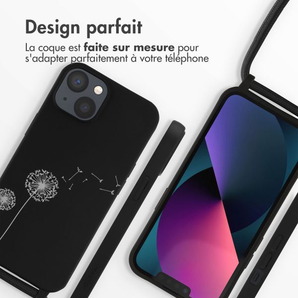 imoshion Coque design en silicone avec cordon iPhone 13 - Dandelion Black