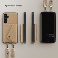 Selencia Coque à cordon avec porte-cartes enveloppe Sera Samsung Galaxy S21 FE - Beige