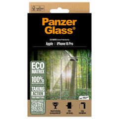 PanzerGlass Protection d'écran Matrix Recycled Ultra-Wide Fit Anti-bactérienne avec applicateur Apple iPhone 16 Pro