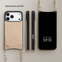 Selencia Coque de télephone Nova Croco avec cordon et porte-cartes Apple iPhone 17 Pro Max - Beige