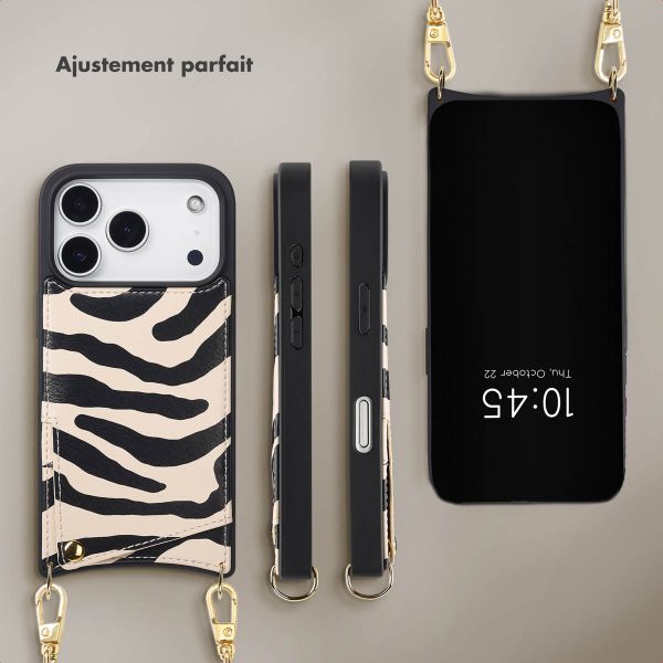 Selencia Coque de télephone Nova avec cordon et porte-cartes Apple iPhone 17 Pro - Zazzy Zebra