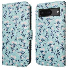 imoshion Étui de télephone portefeuille Design Google Pixel 8a - Blue Flowers
