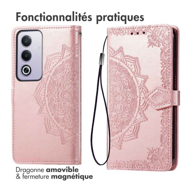 imoshion Etui de téléphone portefeuille Mandala Oppo A40 & Oppo A40M & Oppo A60 (5G) - Rose Dorée