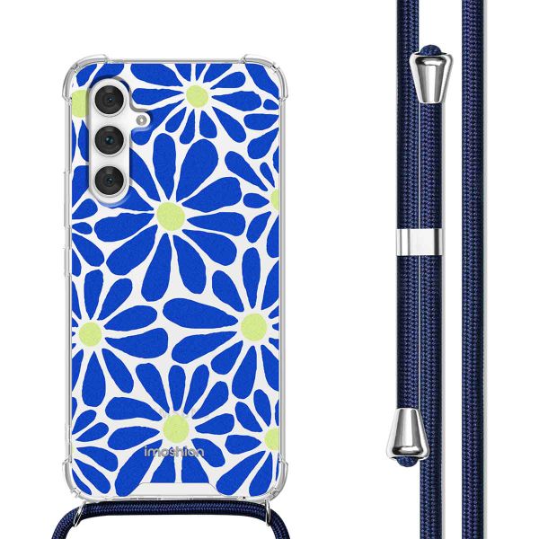 imoshion Coque Design avec cordon Samsung Galaxy A54 (5G) - Cobalt Blue Flowers Connect