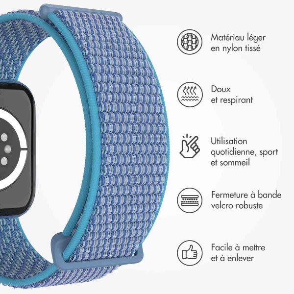 imoshion Bracelet en nylon Apple Watch Series 1 t/m 11 / SE / Ultra (44/45/46/49 mm) - Marine Blue