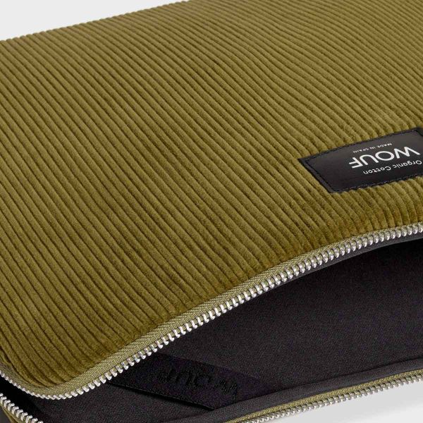 Wouf Corduroy Pochette ordinateur 13-14 pouces - Olive