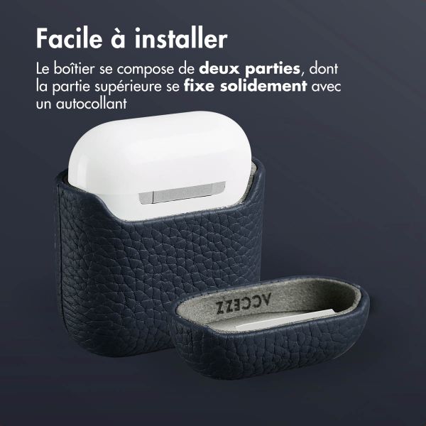 Accezz Coque en Cuir véritable Apple AirPods 1 / 2 - Bleu foncé