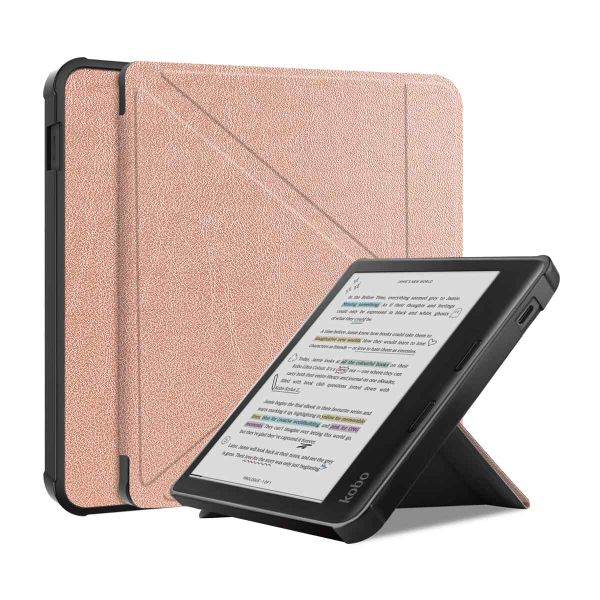 imoshion Étui de liseuse portefeuille Pliable Kobo Libra Colour - Rose Dorée