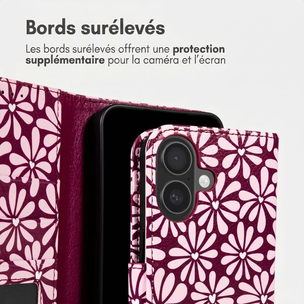 imoshion Étui de télephone portefeuille Design Apple iPhone 16 - Bloom Love Blush