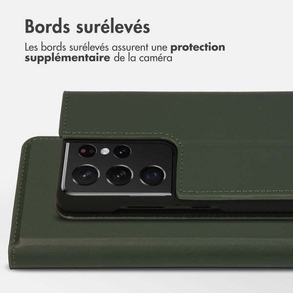 Accezz Étui de téléphone Slim Folio en cuir de qualité supérieure Samsung Galaxy S21 Ultra - Vert