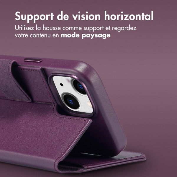 Accezz Étui de télephone portefeuille en cuir 2-en-1 avec MagSafe Apple iPhone 15 - Heath Purple
