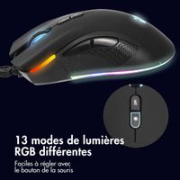 imoshion Souris de jeu avec lumières RGB - Souris de jeu filaire avec connexion USB-A - Noir