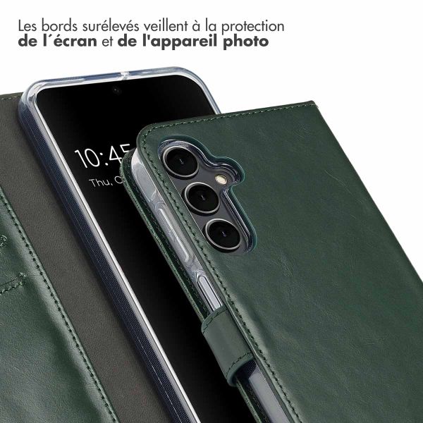 Selencia Étui de téléphone portefeuille en cuir véritable Samsung Galaxy A16 5G - Vert