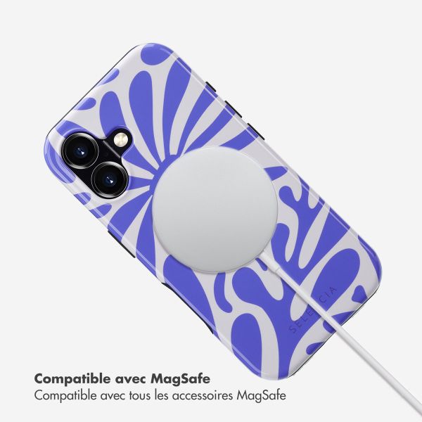 Selencia Coque arrière Vivid avec MagSafe Apple iPhone 16 - Modern Bloom Sapphire Blue