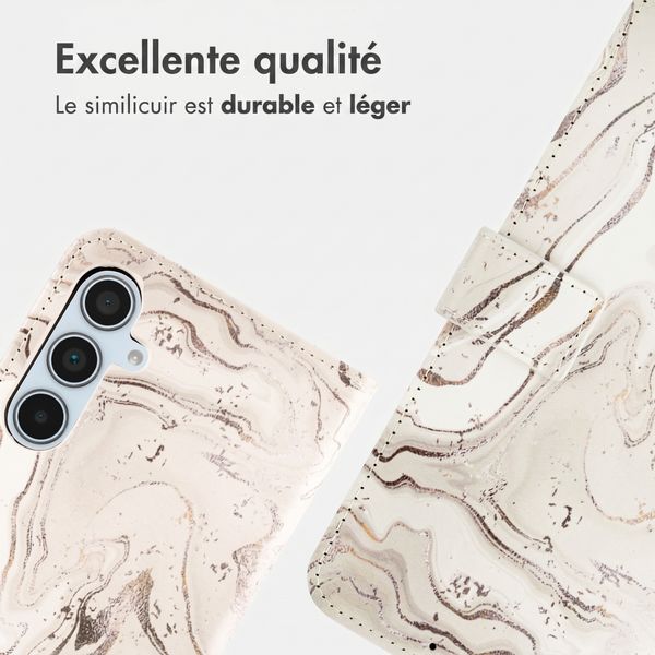 imoshion Étui de télephone portefeuille Design Samsung Galaxy A35 - Sandy Marble