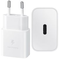 Samsung Adaptateur secteur original - Chargeur - Connexion USB-C - Charge rapide - 15W - Blanc