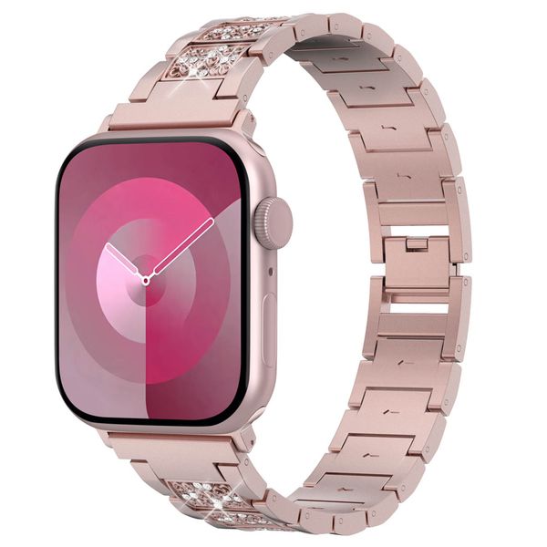 Selencia Bracelet à maillons scintillants Apple Watch Series 1 t/m 9 / SE (38/40/41 mm) | Series 10 / 11 (42 mm) - Rose