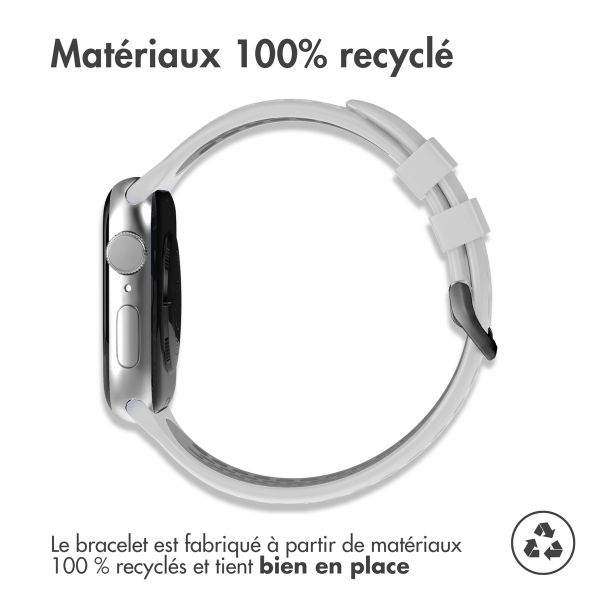 imoshion ﻿Boucle de bracelet de sport en silicone Apple Watch Series 1 á 9 / SE (38/40/41 mm) | Series 10 / 11 (42 mm) - Gris / Noir