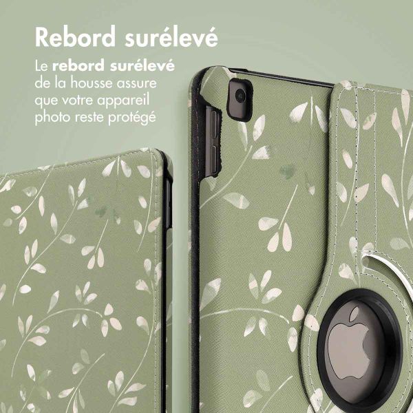 imoshion Coque tablette Design rotatif à 360° iPad 9 (2021) / iPad 8 (2020) / iPad 7 (2019) 10.2 pouces - Green Flowers