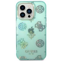 Guess Coque Peony Glitter iPhone 14 Pro - Turquoise