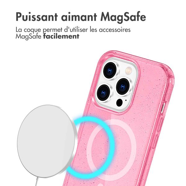 imoshion Coque Pailletée avec MagSafe Apple iPhone 14 Pro Max - Paillettes Rose