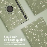 imoshion Coque Design rotatif à 360° Samsung Galaxy Tab S10 Ultra / Tab S9 Ultra - Green Flowers