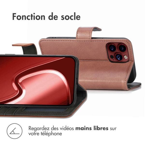 imoshion Étui de téléphone portefeuille Luxe iPhone 15 Pro Max - Brun