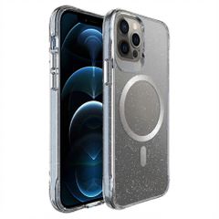 imoshion Coque arrière transparente Pailletée avec MagSafe Apple iPhone 12 (Pro) - Argent