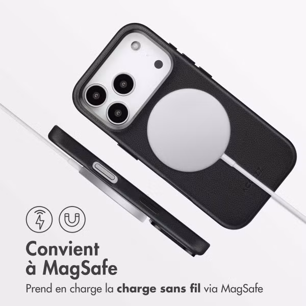 Accezz Coque arrière en cuir avec MagSafe Apple iPhone 17 Pro - Onyx Black