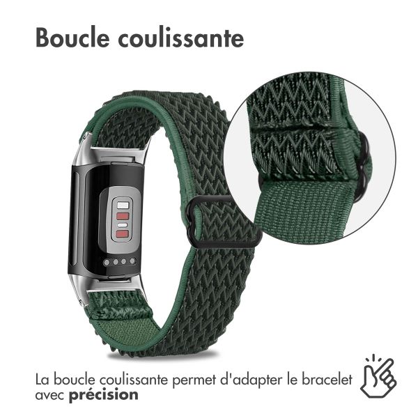 imoshion Bracelet en nylon élastique Fitbit Charge 5 - Vert