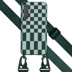 Selencia ﻿Coque design en silicone avec cordon amovible Samsung Galaxy A54 (5G) - Irregular Check Green