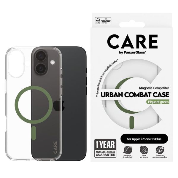 CARE by PanzerGlass Coque Urban Combat MagSafe Apple iPhone 16 Plus - Green