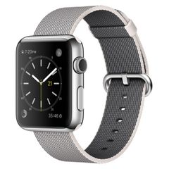 Apple Bracelet en nylon tissé Apple Watch Series 1 à 9 / SE (38/40/41 mm) | Series 10 (42 mm) - Perle Blanche