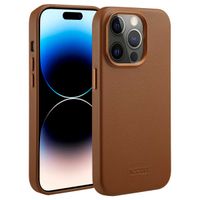 Accezz Coque arrière en cuir avec MagSafe iPhone 14 Pro - Sienna Brown