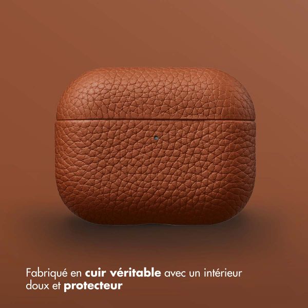 Accezz Coque en Cuir véritable Apple AirPods Pro 3 - Cognac