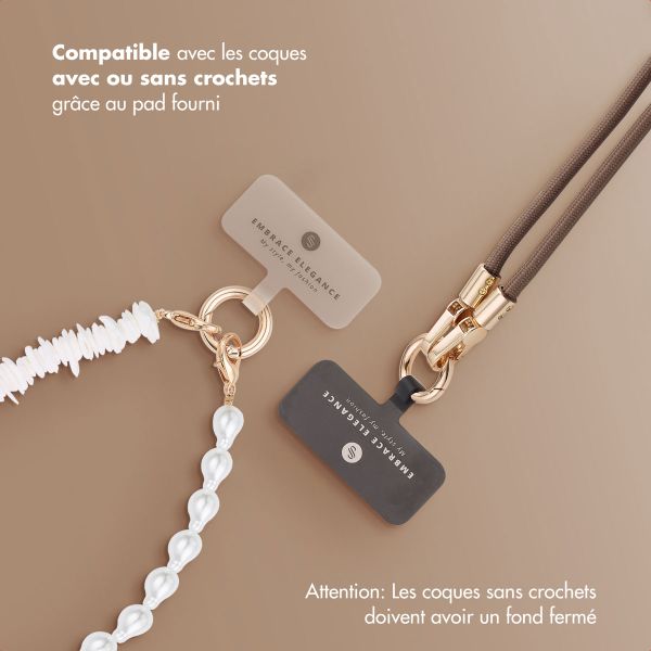 Selencia Ensemble de cordons pour téléphone avec perles et coquillages - Mocha Brown