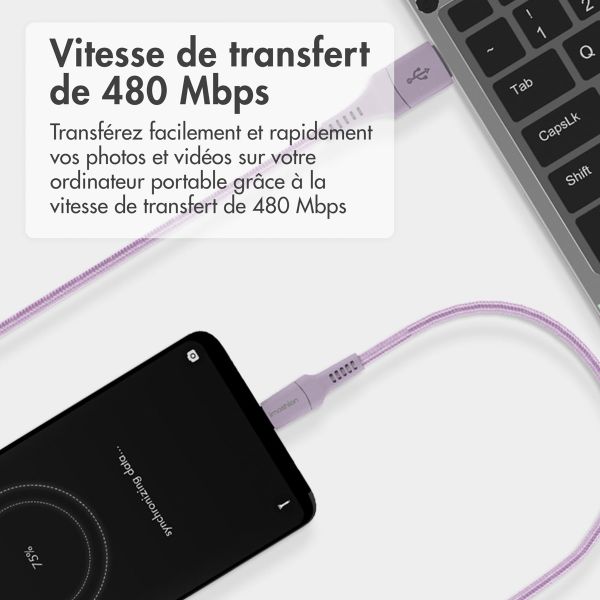 imoshion Braided USB-C vers câble USB - 1 mètre - Lilas