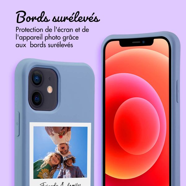 Coque de couleur personnalisée MagSafe avec cordon amovible et Polaroid iPhone 12 Pro - Ash Blue