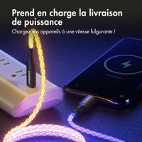 imoshion Câble de charge rapide lumineux RGB - USB-C vers USB-C - 1 mètre