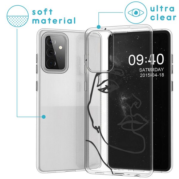 imoshion Coque Design Samsung Galaxy A72 - Visage abstrait - Noir