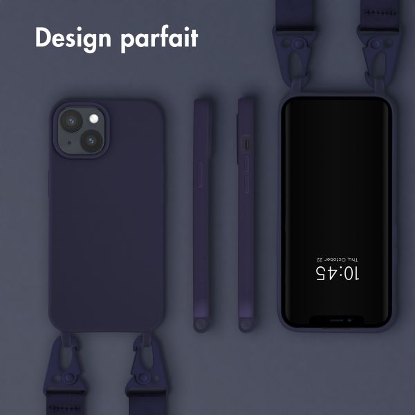 Selencia Coque silicone avec cordon amovible Apple iPhone 15 - Bleu foncé